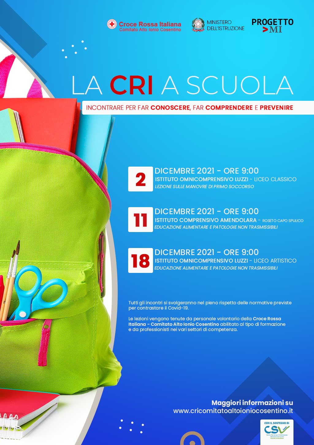 CRI a scuola - Manovre primo soccorso - Educazione Alimentare